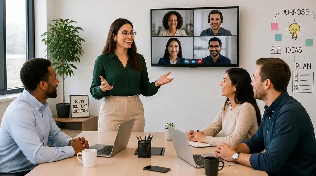 Reunião por videoconferência em inglês com colegas internacionais